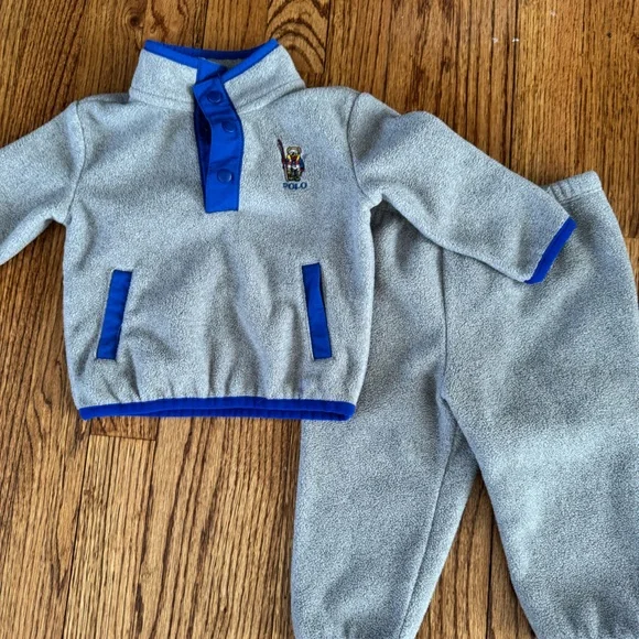 Ralph Lauren Gray and Blue Kids Fleece Set - Picture 1 of 4